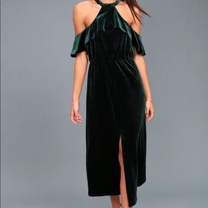 NWT Ali & Jay Queen of the Disco Forest Green Velvet Midi Dress